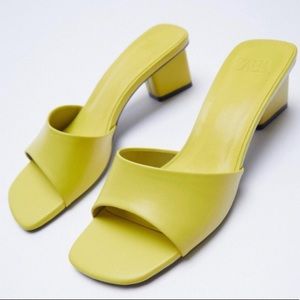 Zara | Thick Heeled Sandals Yellow Size 7.5